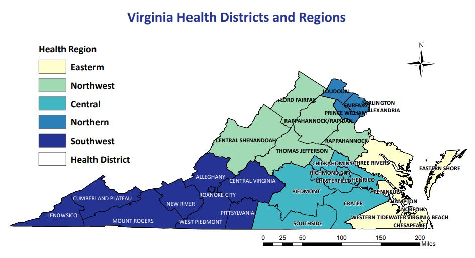 Map of health planning regions